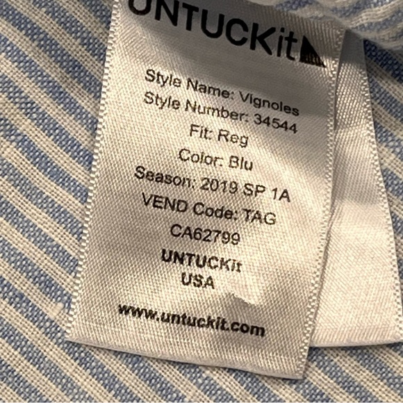 Untuckit Blue Stripe Linen Vignoles Long Sleeve Button Down Shirt Top size XXXL - Picture 8 of 10